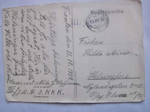 Finnish Winter War (1939-1940) military mail