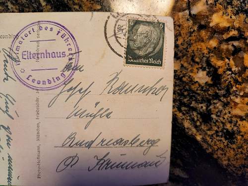 Postcard of Hitler at his parent's grave