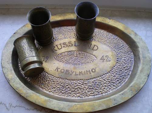 Nice trench art brandy cups set from Russian front
