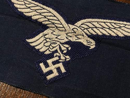 WW2 Luftwaffe Blue BeVo Breast Eagle Insignia