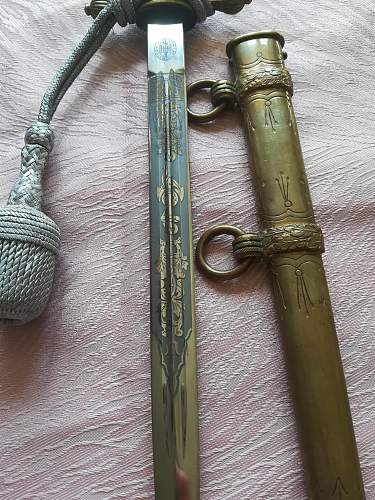 Kriegsmarine 2nd model Hörster etched dagger with portepee