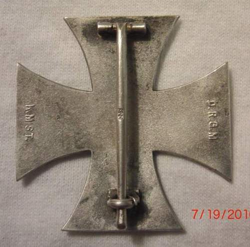 4 German Medals/pins: Eisernes Kreuz, Kriegsverdienstkreuz, NSDAP Dienstauszeichnung in Bronze, and hat pin.