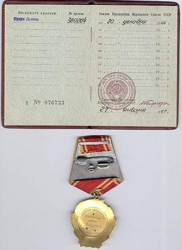 Order of Lenin, with document