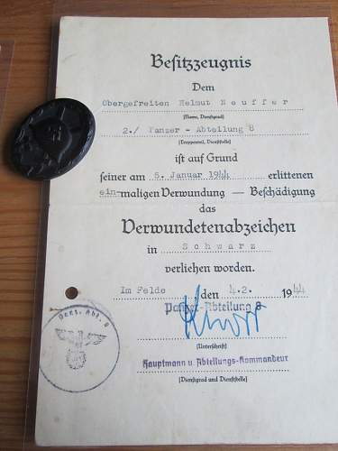 lot documents from the  panzer abteilung 8   AFRIKA