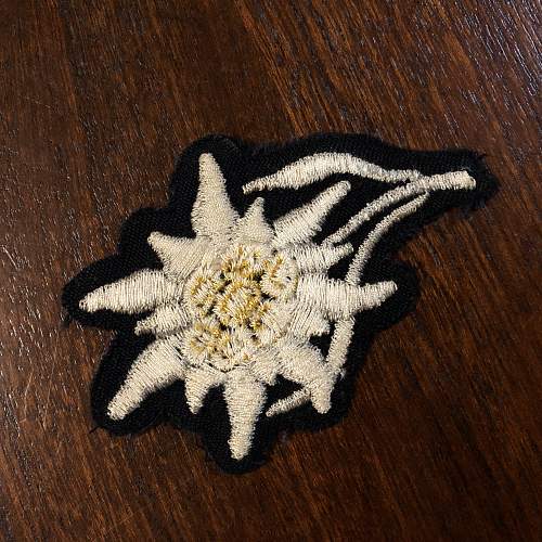 WW2 Waffen-SS Gebirgsjager Edelweiss Patch M43 Feldmütze Cap Insignia