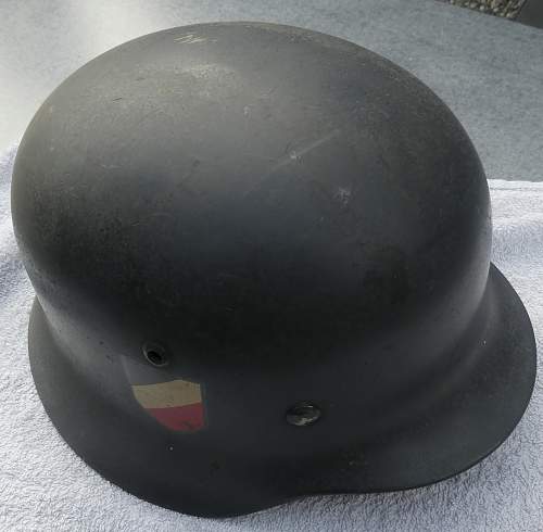 Wehrmacht Luftwaffe Stahlhelm M35 mit 2 Emblemen